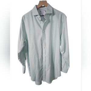 Charles Tyrwhitt Classic Fit Light Green 16/33 Mens Long Sleeve Button Up Shirt